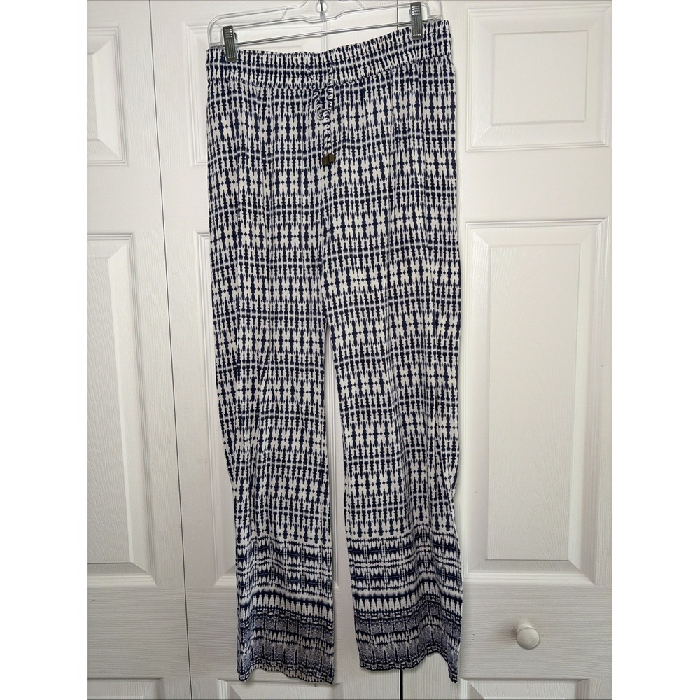 Hester & Orchard Ikat Wide Leg Pants Womens Size Med Blue Boho Beachy Coastal